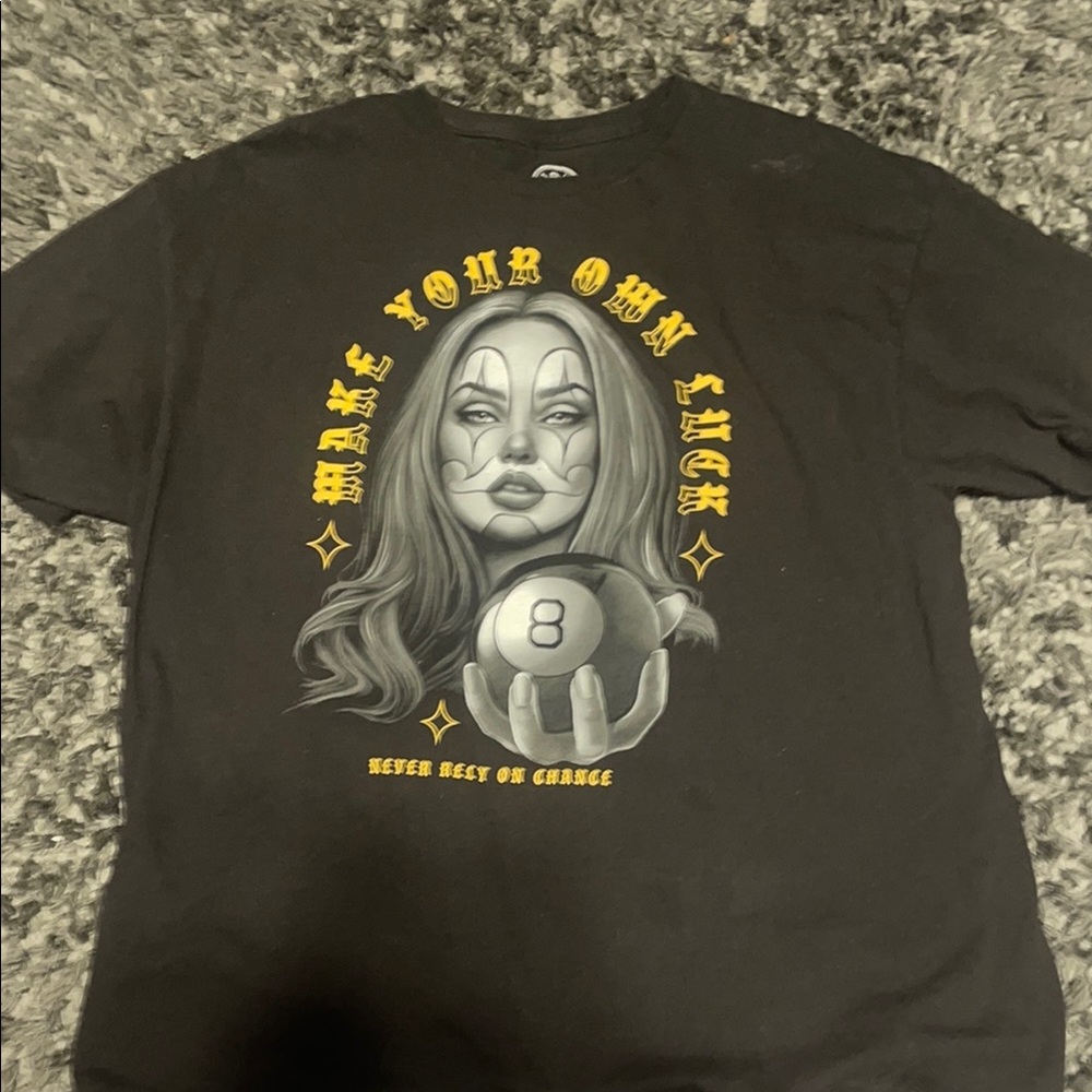 Black Graphic Tee with Clown Design